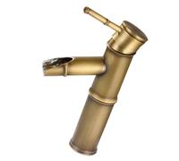 KHBUAB Antique Copper Bamboo Shape Basin Faucet for Bathroom with Hot and Cold Water Mixer, Space-Saving Design, Includes 2pcs Water Inlet Tubes, for Washbasin and Kitchen Use