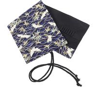 KHBUAB Canvas Pencil Roll Case with 48 Slots, Large Capacity Cotton Pen Organizer Pouch, Decorative Blue Winter Bamboo Crane Pattern, Portable Pencil Storage Bag for Students and Artists