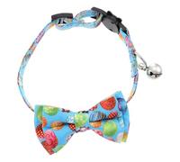 KHBUAB Cat Collar with Delicate Cartoon Bowknot Blue Adjustable Polyester Comfortable for All-day Wear, for Parties and Occasions