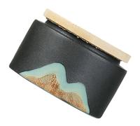 KHBUAB Ceramic Tea Canisters Vintage Style Hand-painted Design Black Multi-purpose Household Tea Container Keep Food Fresh and Dry for Kitchen Storage