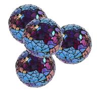 KHBUAB Decorative Balls Orbs Glass Sphere Purple 4pcs Modern and Delicate and Birthdays, 3.1 Inch Mosaic Style Glass Ball Ornaments for Home Decorations for Table, Bowls, and Vase