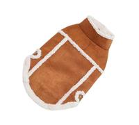 KHBUAB Dog Coat Comfortable and Easy to Put Brown Suede Fabric Fashion England Style Winter Warm Jacket for Puppies and Little Dogs for Walking and Jogging