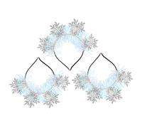 KHBUAB Eye-catching Glitter Felt Fabric Hair Accessories 3 Pcs Silver Snowflake Christmas Headbands Easy to Wear Decorative Hairbands for Women for Photo Prop