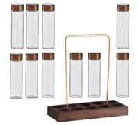 KHBUAB Glass Coffee Storage Tubes with Wood and Brass Stand Airtight Coffee Bean Storage Jars for Small Kitchens for Spices and Small Items Convenient for Transportation