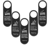 KHBUAB Hotel Door Hanger Sign Double Side Leather 9.45X3.15 Inch Do Not Disturb and Please Clean Immediately Door Knob Sign for Hospitality Settings