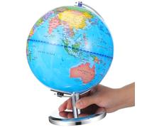 KHBUAB Illuminated World Globe Educational Geography Learning Tool with Stand and Curious Learners Made of Polystyrene and Metal, for School and Office Use