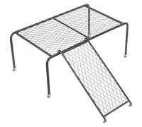 KHBUAB Iron Chicken Feeder Rack with Ladder for Small Pets and Chickens Black Metal Stand Platform That Encourages Jumping Improves Health Feeding and Play