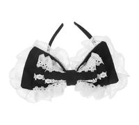 KHBUAB Kawaii Lolita Lace Bow Headband with Elastic Band for Versatile Styling, Cute Black Hair Accessory for Carnivals and Cosplay Events