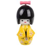 KHBUAB Kimono Wooden Kimono Doll Traditional Geisha Decoration Medium Yellow Misha Collection Home Decor Figurine Office Home Party Table Decoration