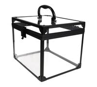 KHBUAB Lockable Transparent Makeup Storage Box Large Capacity Cosmetic Organizer for Travel with Secure Padlock and Keys Clear Crown Jewelry Display Case for Vanity Bathroom Dresser