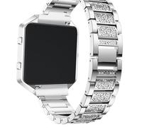 KHBUAB Metal Rhinestone Watch Strap Stylish Comfortable Replacement Band Compatible with Blaze Hr Watch Frame Accessory (silver)