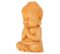 KHBUAB Premium Wood Buddha Statue Featuring Hands Together Buddha Design, Sturdy Cypress Material, Compact Size, for Office and Living Room Buddhist Collection Craft Décor