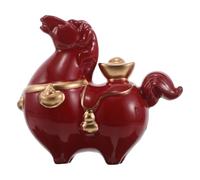 KHBUAB Red Ceramic Feng Shui Horse Figurine for Success and Wealth Small Chinese Dynasty Style Sculpture for Home Office Bookshelf Decor Miniature Horse Statue Enhancing Luck and Fortune