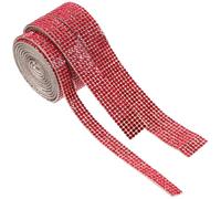 KHBUAB Red Rhinestone Strips Lightweight and Resin 3 Rolls Self Adhesive with Strong Adhesion Decorative Craft Strips for Handicraft Materials and Clothes