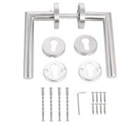 KHBUAB Right Angle Door Handle Lever Modern Round Design Stainless Steel 2 Pcs and Rust Resistant Finish Hidden Screws Installation, Suitable for Fire and Passage Doors