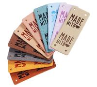 KHBUAB Sewing Labels Customising Clothes 10pcs Pu Leather for Handmade Items with Assorted Colours, Not Easy to Fade, Elegant and Fashionable Patch Tags for Crafts and Knitting
