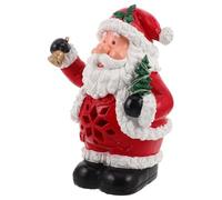KHBUAB Traditional Santa Claus Figurine Christmas Ornament with LED Light-up and Musical Effects, Resin Material, USB Input, Exquisitely Detailed Design for Holiday and New Year Tabletop