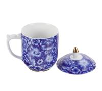 KHBUAB Vintage Style Ceramic Loose Tea Steeper Cup with Lid, Classic Asian Tea Cup for Office and Home Use, Featuring Fine Workmanship and Comfortable Hand Feeling