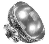 KHBUAB Vintage Tibetan Silver Offering Bowl for Worship and Buddhist Temple Use, Decorative Brass Bowl with Dragon and Phoenix Pattern, for Home Decorations and Rituals