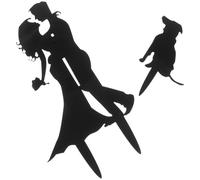 KHBUAB Vintage Wedding Cake Topper Bride Groom Hugging Dog Silhouette in Black Iron, Meticulously Crafted and Safe for Wedding Or Party Decoration