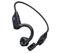 KHBUAB Wireless On-ear Headphones with Comfortable Abs Material and Intelligent Digital Display, Rechargeable Neck Hanging Earphone for Running and Sports in Black