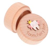 KHBUAB Wooden Keepsake Organizer Tooth Container 1.97x1.97x1.38in Wood Convenient Keepsake Organizer Elegant Charming Box for Newborn Nursery Shower Present