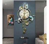 KHCCJP Large Decorative Wall Clock - Modern Silent Non-Ticking Wall Clocks - Metal Iron Ginkgo Leaf Design Fancy Style Wall Quartz Clock for Living Room Bedroom Hotel Porch (Green, 70x52CM)