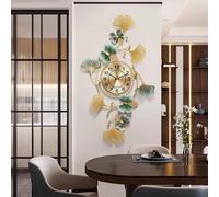 KHCCJP Large Decorative Wall Clock - Modern Silent Non-Ticking Wall Clocks - Metal Iron Ginkgo Leaf Design Fancy Style Wall Quartz Clock for Living Room Bedroom Hotel Porch (Gold, 83 * 48CM)