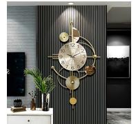 KHCCJP Large Decorative Wall Clock - Modern Silent Non-Ticking Wall Clocks - Metal Iron Ginkgo Leaf Design Fancy Style Wall Quartz Clock for Living Room Bedroom Hotel Porch (Glod, 80x45CM)