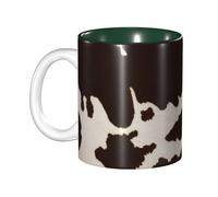 KHDKLXOHZ Cow Fur Print 11oz Two-Tone Ceramic Coffee Mug with Handle, Classic Ceramic Inner Color Mugs, Cute Tea Drinking Cups, Durability & Microwave Safe, for Home, Office, and Work