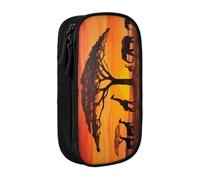 KHDKLXOHZ Cute African Animal Sunset Large Capacity Pencil Case Pen Bag Stationery Pouch Stationery Pen Case, Pencase with Compartments Zip, for School Student Girl Boy Women Men