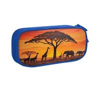 KHDKLXOHZ Cute African Animal Sunset Large Capacity Pencil Case Pen Bag Stationery Pouch Stationery Pen Case, Pencase with Compartments Zip, for School Student Girl Boy Women Men