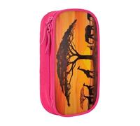 KHDKLXOHZ Cute African Animal Sunset Large Capacity Pencil Case Pen Bag Stationery Pouch Stationery Pen Case, Pencase with Compartments Zip, for School Student Girl Boy Women Men