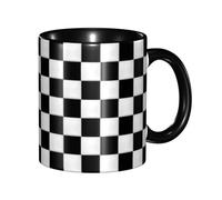 KHDKLXOHZ Cute Black and White Checkered Double Color Ceramic Mug â€“ 3D Pattern 11oz Coffee Mug & Tea Drinking Cup, Two Tone Color Ceramic Cups