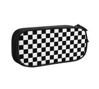 KHDKLXOHZ Cute Black and White Checkered Large Capacity Pencil Case Pen Bag Stationery Pouch Stationery Pen Case, Pencase with Compartments Zip, for School Student Girl Boy Women Men