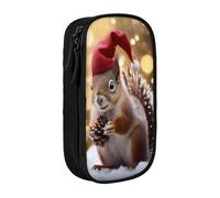 KHDKLXOHZ Cute Christmas Squirrel Large Capacity Pencil Case Pen Bag Stationery Pouch Stationery Pen Case, Pencase with Compartments Zip, for School Student Girl Boy Women Men