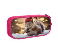 KHDKLXOHZ Cute Christmas Squirrel Large Capacity Pencil Case Pen Bag Stationery Pouch Stationery Pen Case, Pencase with Compartments Zip, for School Student Girl Boy Women Men