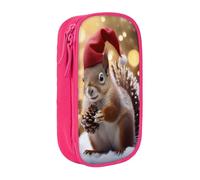 KHDKLXOHZ Cute Christmas Squirrel Large Capacity Pencil Case Pen Bag Stationery Pouch Stationery Pen Case, Pencase with Compartments Zip, for School Student Girl Boy Women Men