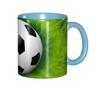 KHDKLXOHZ Cute Football On Grass Double Color Ceramic Mug â€“ 3D Pattern 11oz Coffee Mug & Tea Drinking Cup, Two Tone Color Ceramic Cups