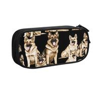 KHDKLXOHZ Cute German Shepherd Dog Large Capacity Pencil Case Pen Bag Stationery Pouch Stationery Pen Case, Pencase with Compartments Zip, for School Student Girl Boy Women Men