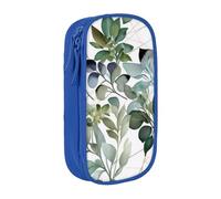 KHDKLXOHZ Cute Green Eucalyptus Leaves Large Capacity Pencil Case Pen Bag Stationery Pouch Stationery Pen Case, Pencase with Compartments Zip, for School Student Girl Boy Women Men