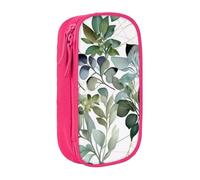 KHDKLXOHZ Cute Green Eucalyptus Leaves Large Capacity Pencil Case Pen Bag Stationery Pouch Stationery Pen Case, Pencase with Compartments Zip, for School Student Girl Boy Women Men
