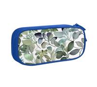KHDKLXOHZ Cute Green Eucalyptus Leaves Large Capacity Pencil Case Pen Bag Stationery Pouch Stationery Pen Case, Pencase with Compartments Zip, for School Student Girl Boy Women Men