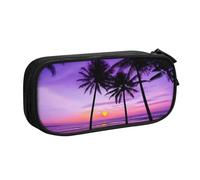 KHDKLXOHZ Cute Palm Trees at Sunset Large Capacity Pencil Case Pen Bag Stationery Pouch Stationery Pen Case, Pencase with Compartments Zip, for School Student Girl Boy Women Men