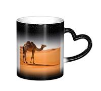KHDKLXOHZ Desert Sand Camel 11oz Color Changing Mug,Heat Sensitive Magic Photo Mug,Sky Color Changing Mug with Heart-Shaped Handle,Funny Coffee Cup Gift for Family, Friends(Gift Box)