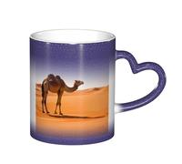 KHDKLXOHZ Desert Sand Camel 11oz Color Changing Mug,Heat Sensitive Magic Photo Mug,Sky Color Changing Mug with Heart-Shaped Handle,Funny Coffee Cup Gift for Family, Friends(Gift Box)