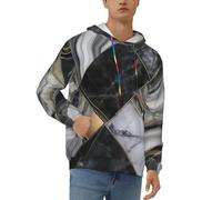 KHDKLXOHZ Mens Hoodie Pullover Casual Long Sleeve Drawstring Top Black Marble Texture Gold 3d Printed Hooded Sweatshirt With Pocket - Soft, Stylish, And Comfortable