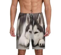 KHDKLXOHZ Mens Pyjama Shorts Husky Dog - Super Soft Lounge Shorts Pj Bottoms With Pockets Drawstring