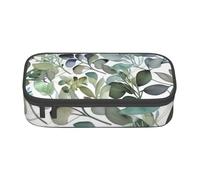 KHDKLXOHZ Pencil Case Green Eucalyptus Leaves Large Capacity Pencil Pouch Bag Stationery Pen Case Office Stationery Organizer Multifunctional Pencil Bag with Compartment Pencase for Girls and Boys
