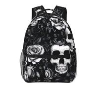 KHDKLXOHZ Stylish Black Floral Skull Backpack - Comfortable Lightweight Bookbag, Schoolbag For Boys & Girls, Laptop Backpacks Casual Travel Daypack